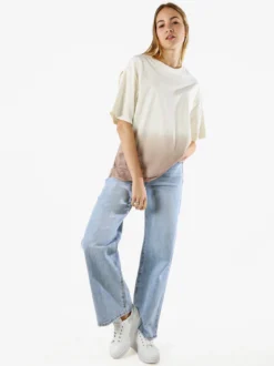 Solada T-shirt donna oversize con strass e sfumatura - marrone