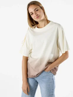 Solada T-shirt donna oversize con strass e sfumatura - marrone