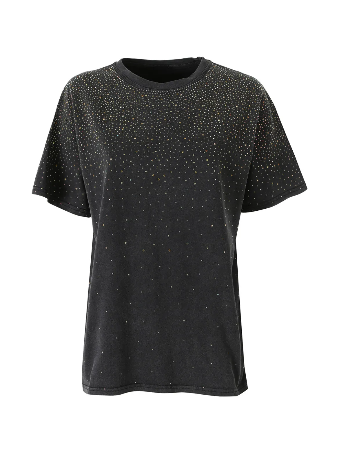 Solada T-shirt donna oversize con strass - nero