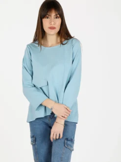 Solada T-shirt donna oversize con taschino