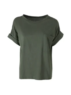Solada T-shirt donna oversize in cotone con taschino - militare