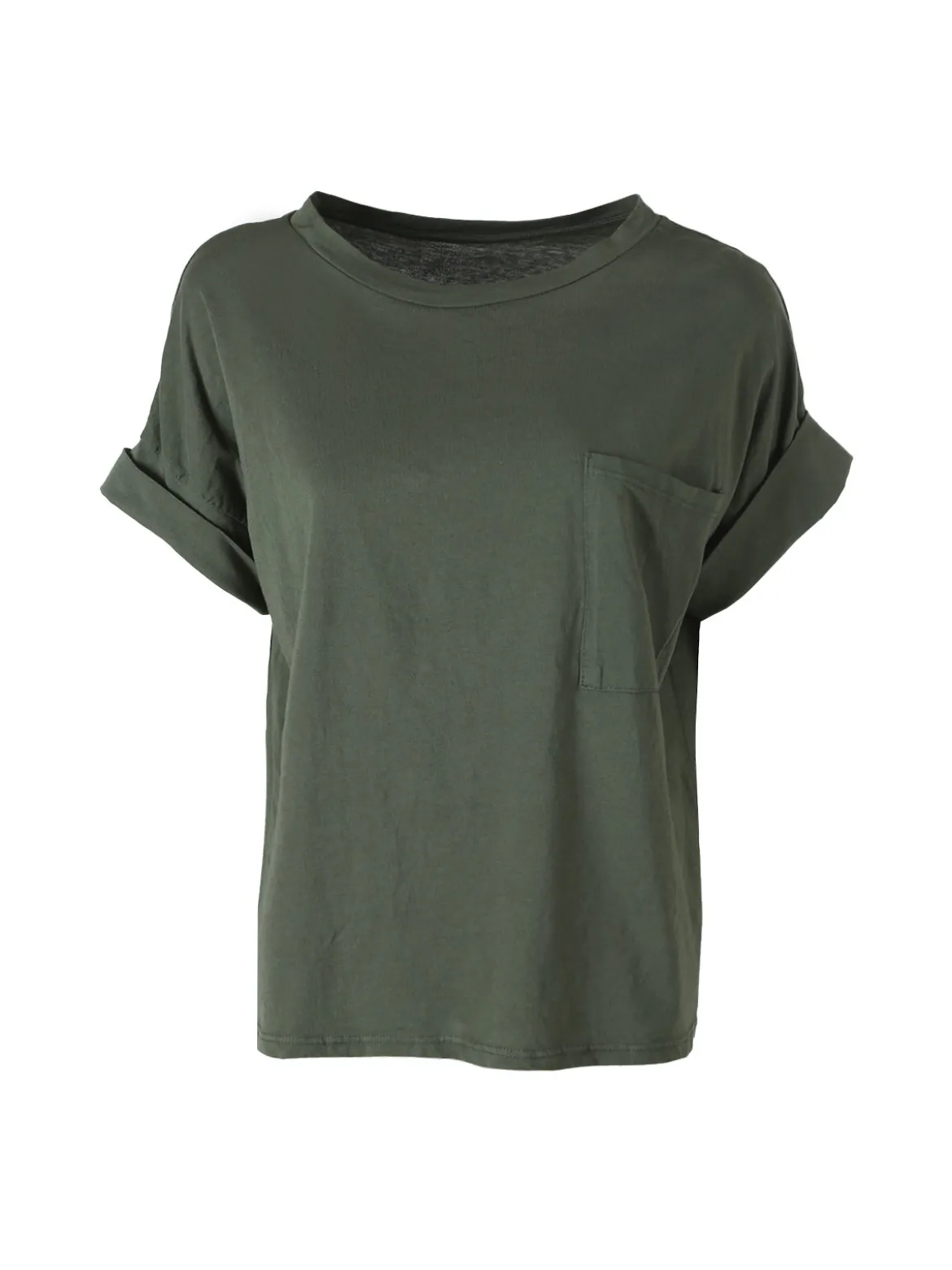 Solada T-shirt donna oversize in cotone con taschino - militare