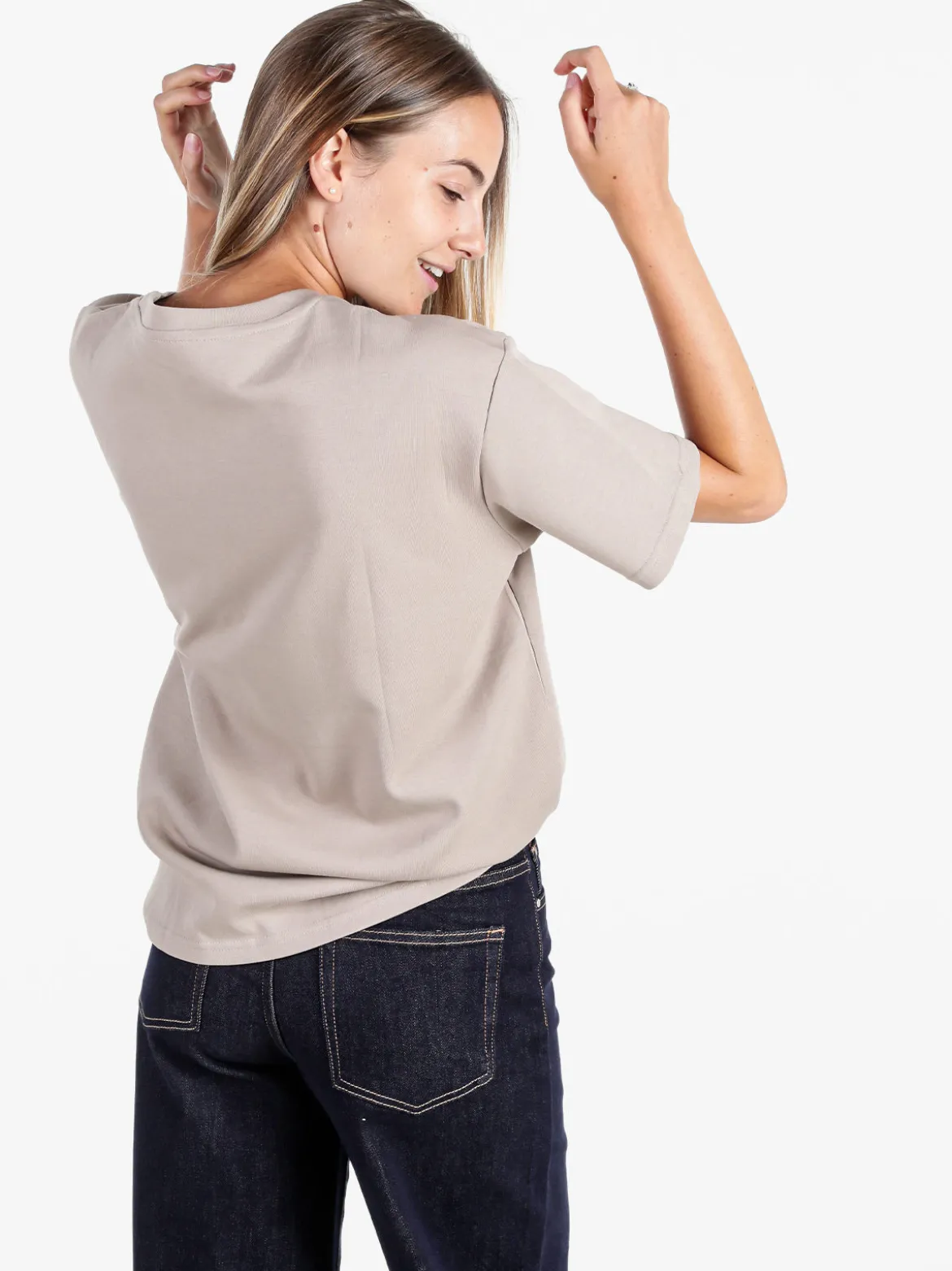 Solada T-shirt donna oversize in cotone - taupe