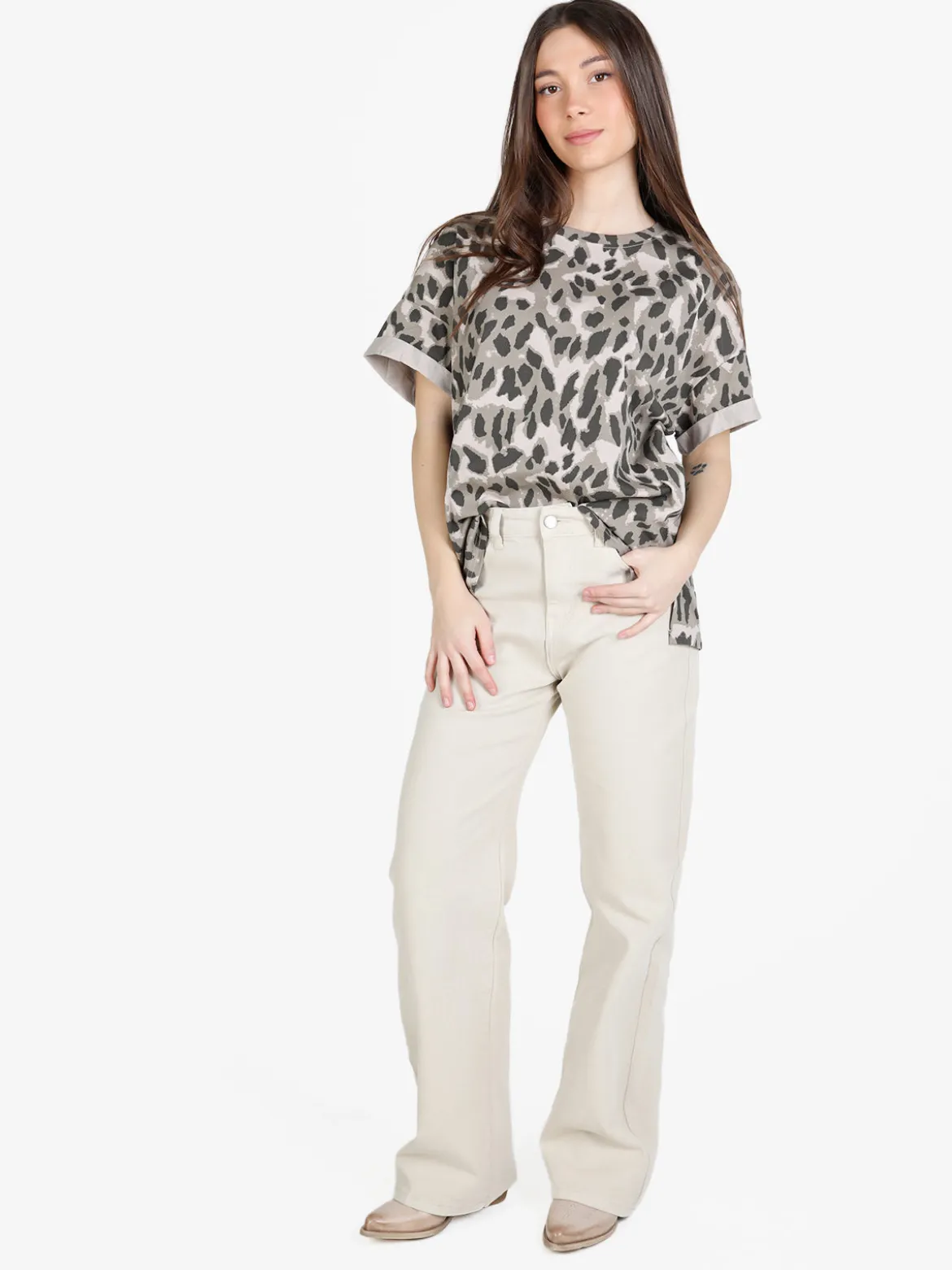 Solada T-shirt donna ovesize con stampa animalier