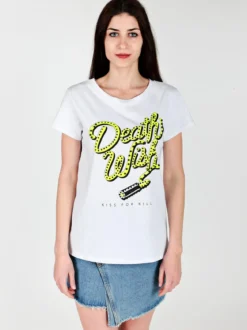 Solada T-shirt girocollo con borchie e strass
