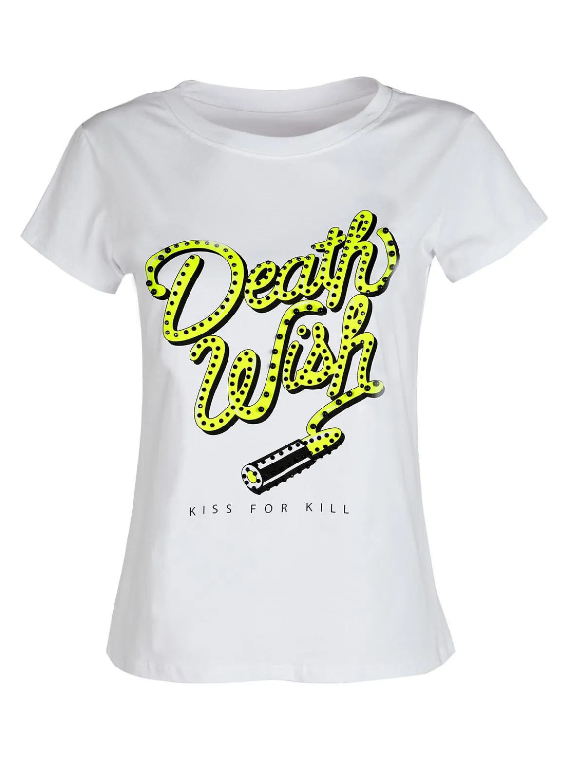 Solada T-shirt girocollo con borchie e strass