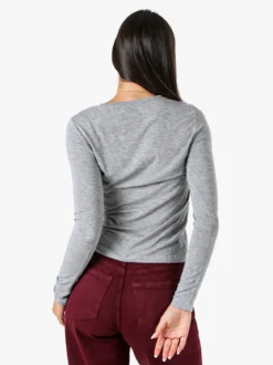 Solada T-shirt girocollo da donna a maniche lunghe - grigio