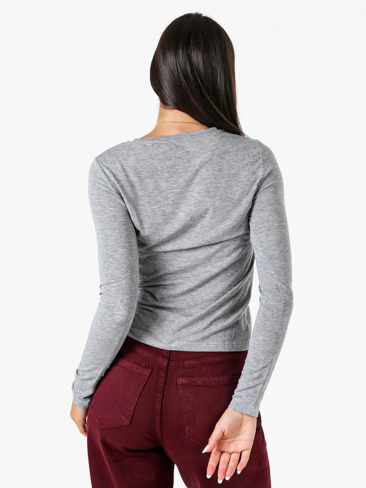 Solada T-shirt girocollo da donna a maniche lunghe - grigio