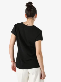 Solada T-shirt girocollo da donna in cotone con scritta - nero