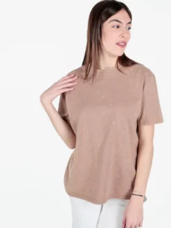 Solada T-shirt oversize da donna con borchie