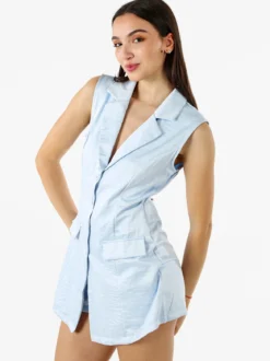 Solada Tuta corta a gilet da donna con schiena scoperta - azzurro