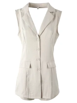 Solada Tuta corta a gilet da donna con schiena scoperta - beige