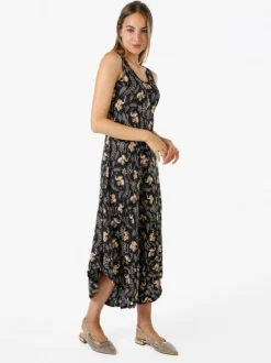 Solada Tuta jumpsuite da donna smanicata con stampe - nero