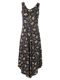 Solada Tuta jumpsuite da donna smanicata con stampe - nero