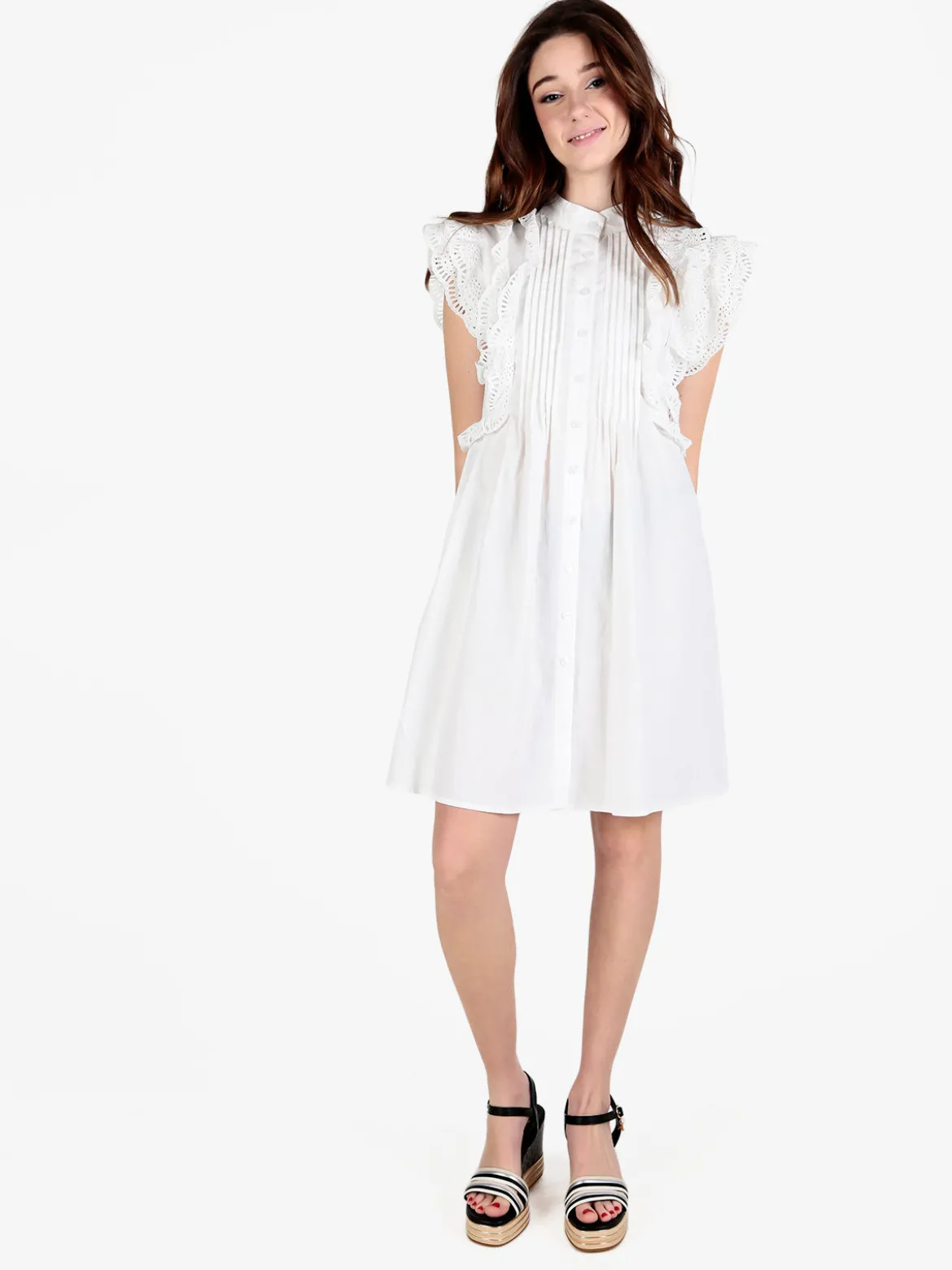 Solada Vestito corto da donna a camicia con volant