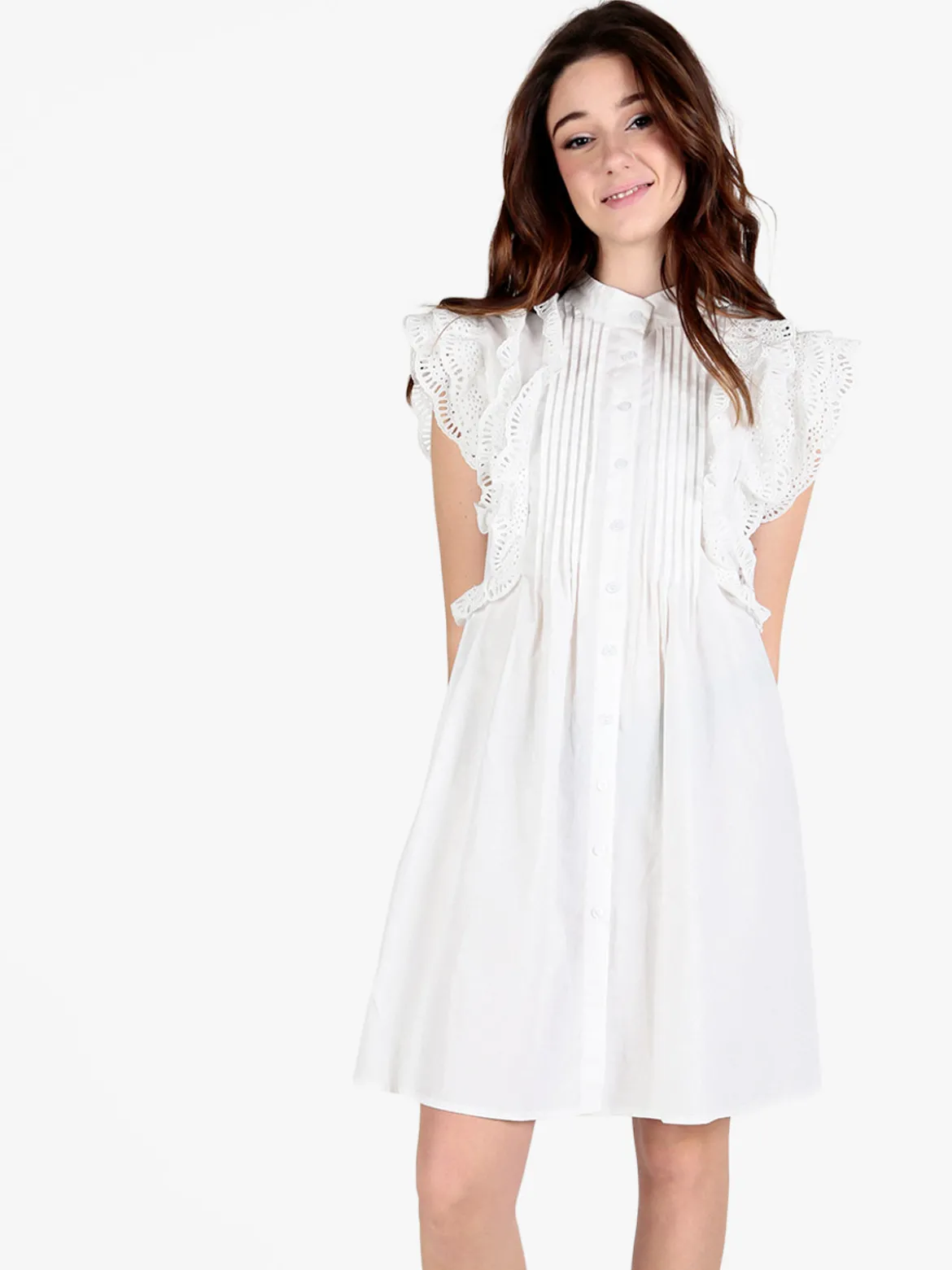 Solada Vestito corto da donna a camicia con volant