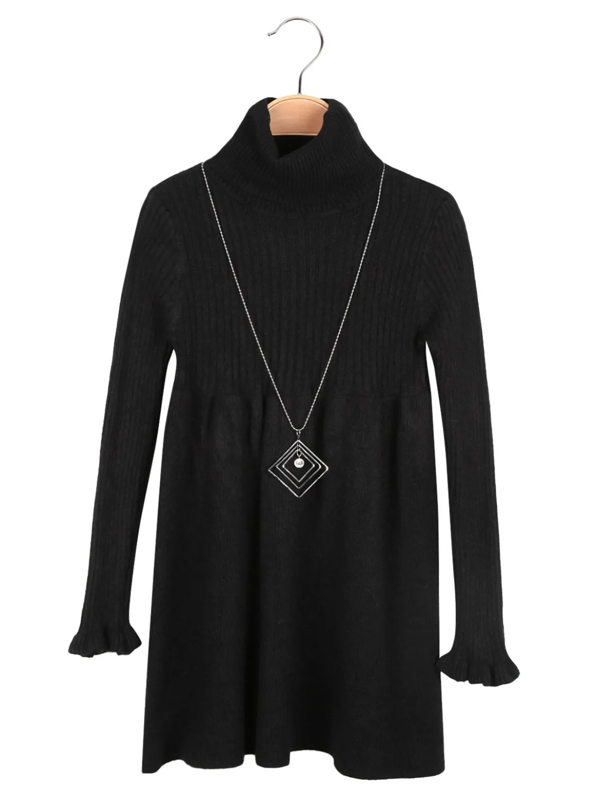 Solada Vestito da bambina dolcevita in maglia con collana