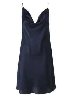Solada Vestito da donna con spalline sottili e scollo a cascata - blu scuro