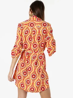Solada Vestito donna a camicia con maniche lunghe e taschino - arancione