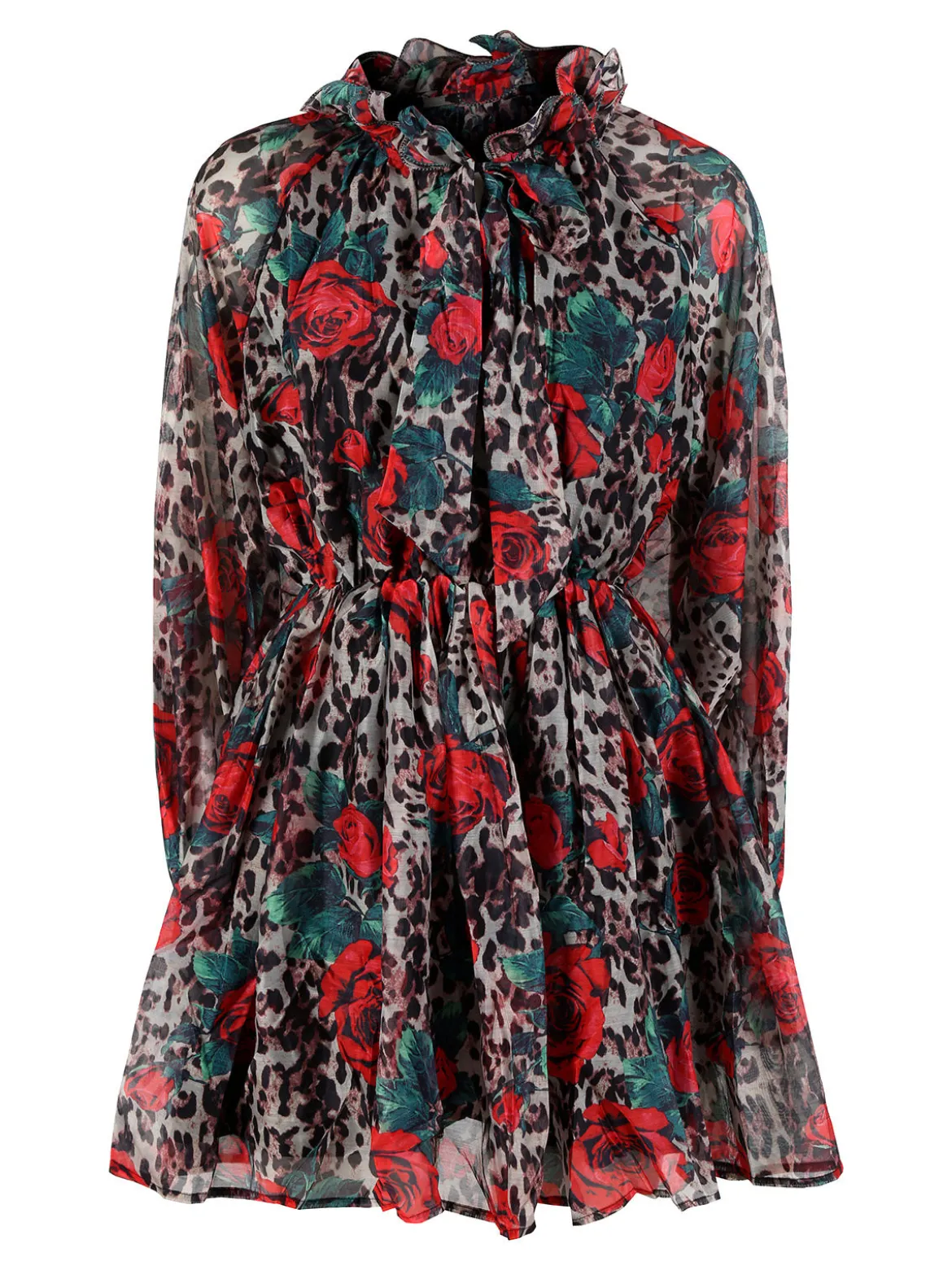 Solada Vestito donna animalier a maniche lunghe - multicolore