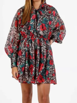 Solada Vestito donna animalier a maniche lunghe - multicolore