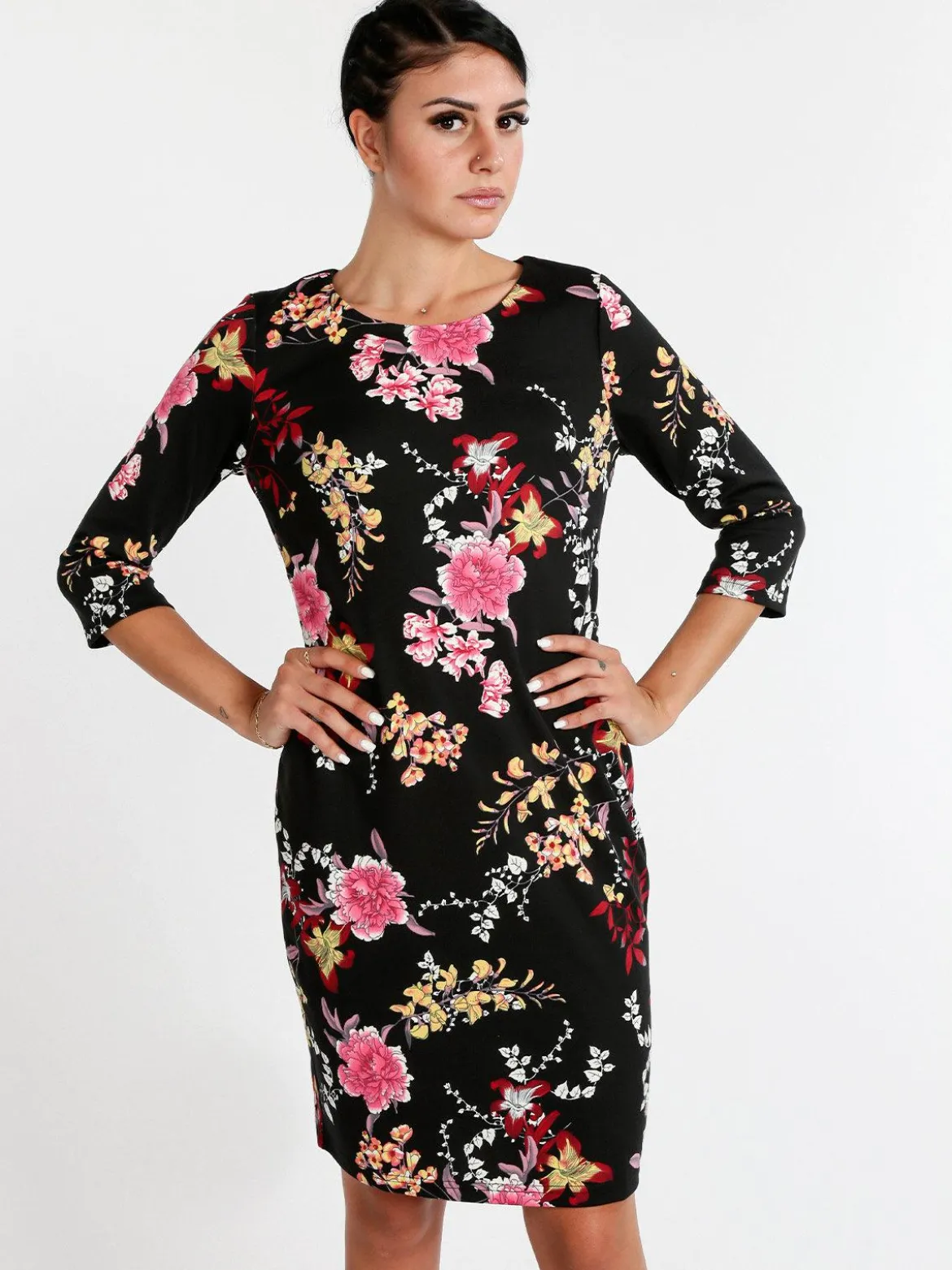Solada Vestito donna fiorato con maniche 3/4