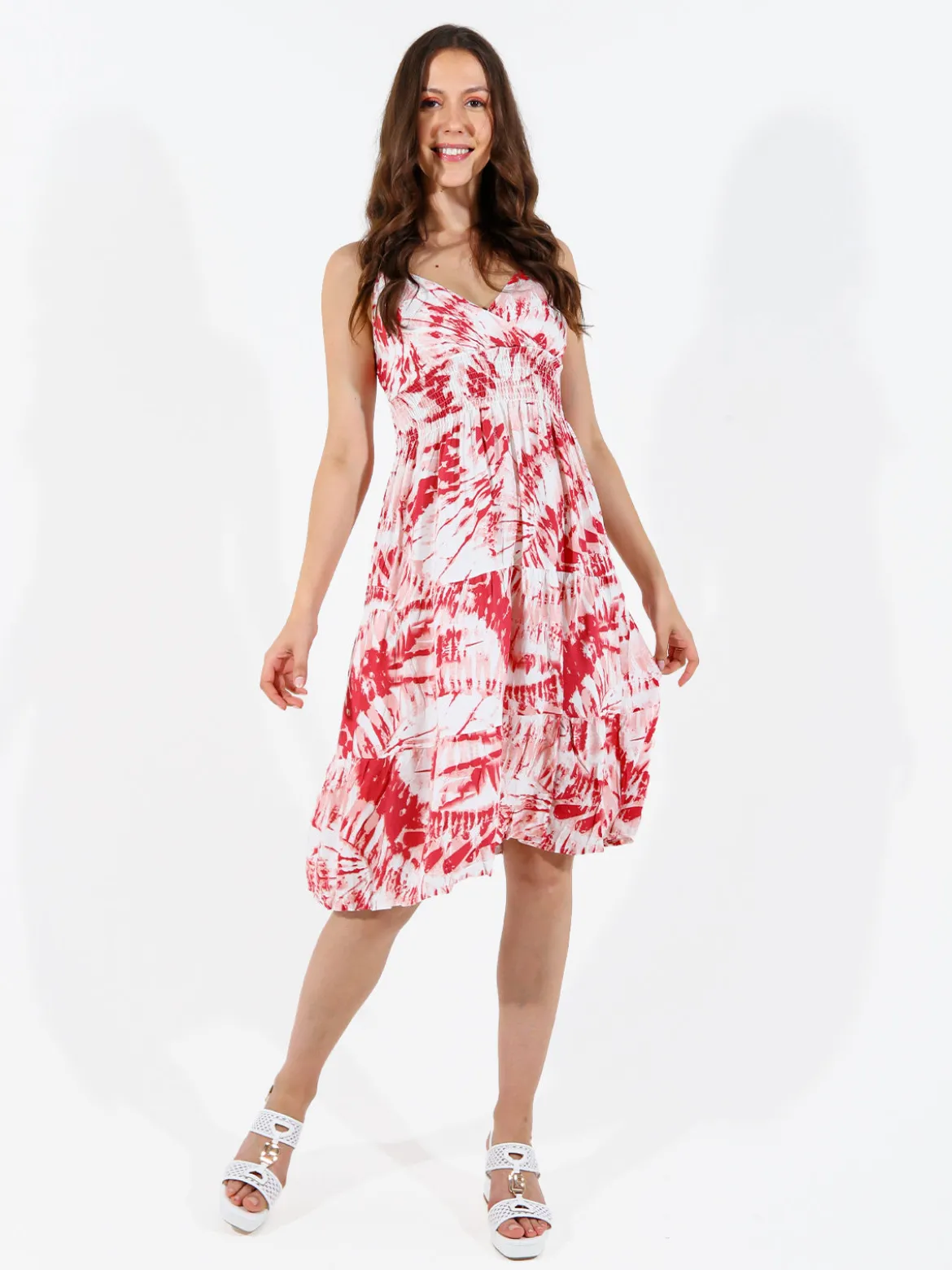 Solada Vestito donna in cotone con spalline strette - rosso