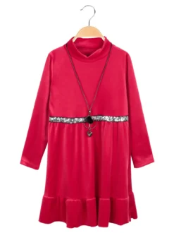 Solada Vestito in ciniglia con paillettes e collana