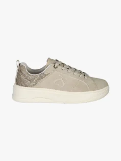 Solo Soprani Sneakers donna effetto nabuk con dettagli strass - beige