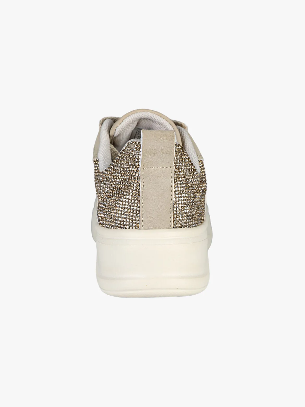 Solo Soprani Sneakers donna effetto nabuk con dettagli strass - beige