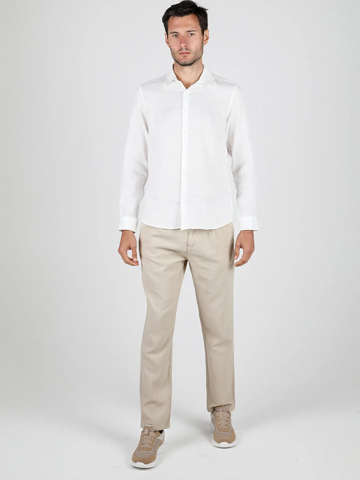 S.O.S Store Of Shirt Camicia in lino da uomo a maniche lunghe