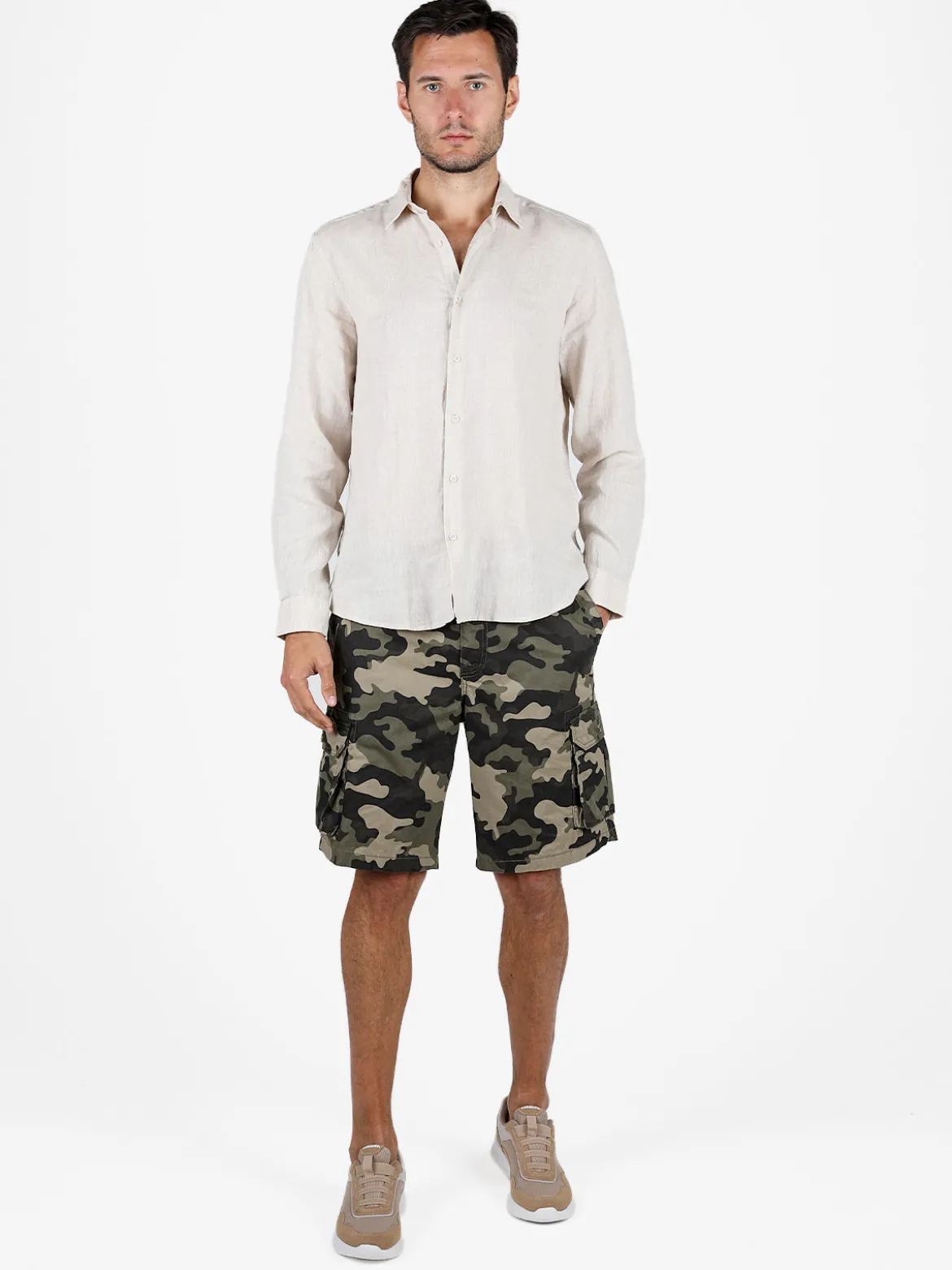 S.O.S Store Of Shirt Camicia in lino da uomo a maniche lunghe