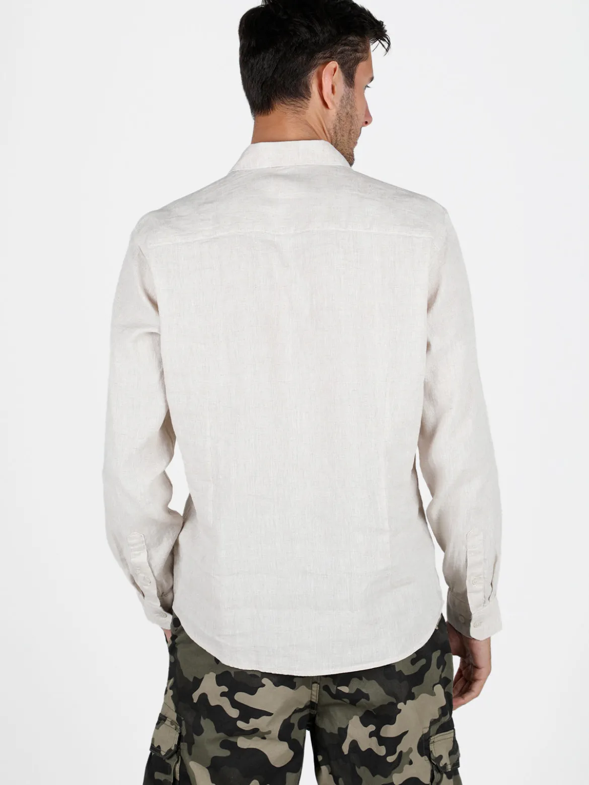 S.O.S Store Of Shirt Camicia in lino da uomo a maniche lunghe
