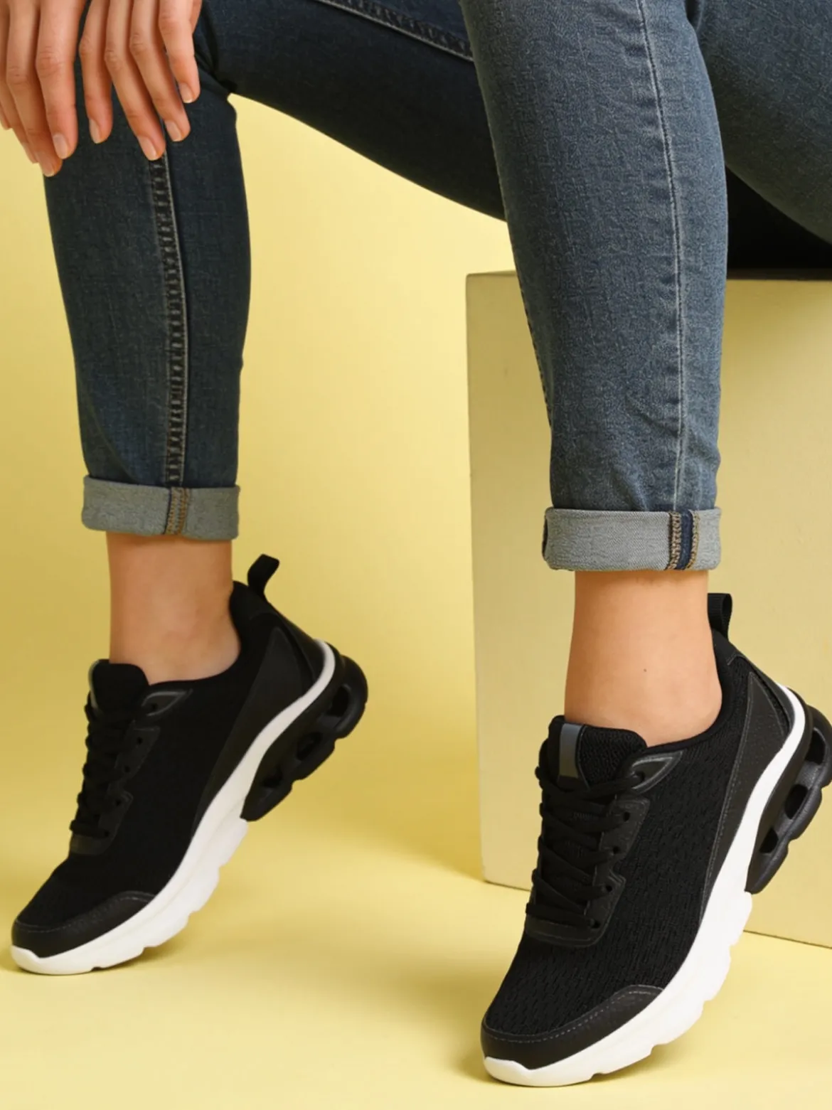 Sport Sneakers donna sportive in maglia - nero