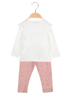 Stelle & Pupi Completo lungo da neonata 2 pezzi con maglietta e leggings - rosa
