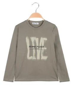 Street Porter T-shirt da bambino in cotone a maniche lunghe - oliva