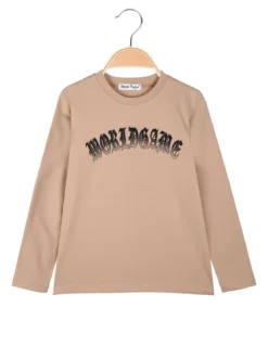 Street Porter T-shirt da ragazzo a maniche lunghe con stampa sul retro - khaki