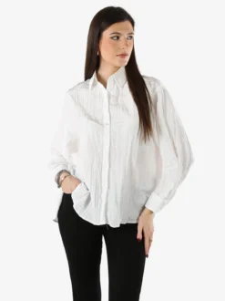 Studio Eleven Collection Camicia oversize da donna a maniche lunghe - bianco