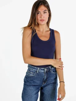 Studio Eleven Collection Canotta girocollo da donna - blu scuro