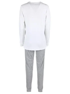Stylosa Pigiama lungo da donna in cotone con pantaloni a pois