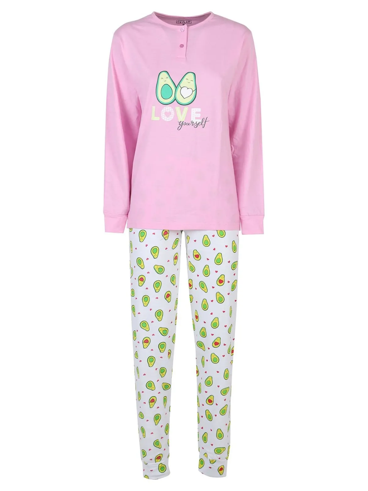 Stylosa Pigiama lungo da donna in cotone con stampe
