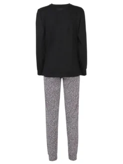 Stylosa Pigiama lungo donna con pantaloni leopardati