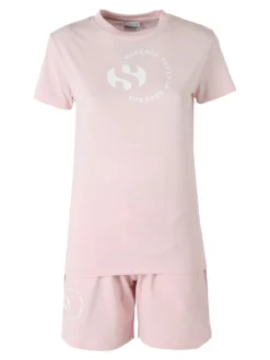Superga Completo corto da donna in cotone con logo - rosa