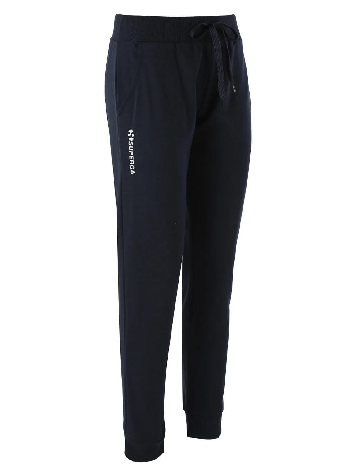 Superga Pantaloni tuta da donna in felpa con coulisse e polsini - blu scuro