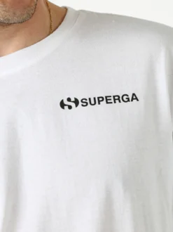 Superga T-shirt da uomo in cotone con logo - bianco