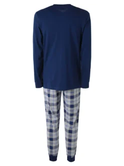 Superman Pigiama lungo da uomo in cotone con pantaloni a quadri - blu