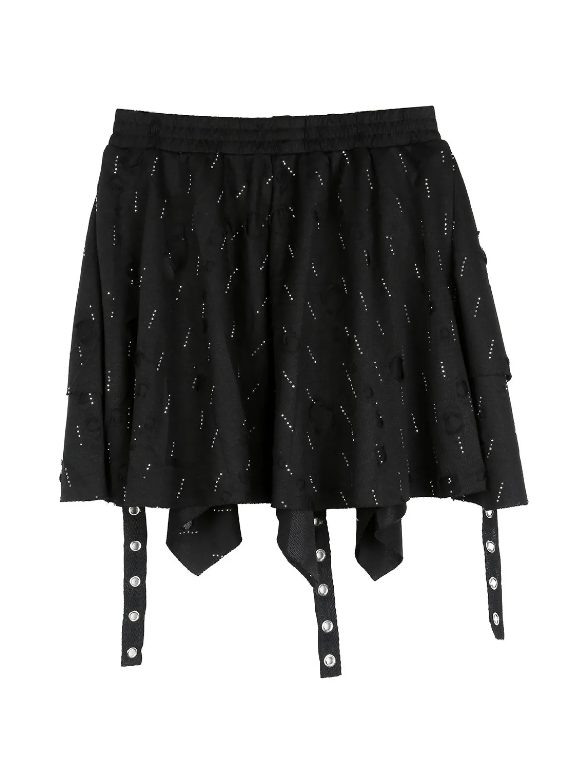 Sweet Junior Completo 3 pezzi da bambina con giacca in ecopelle e gonna con strass - nero