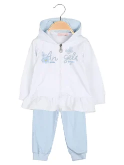Sweet Junior Completo 3 pezzi da neonata con cappuccio e zip - bianco
