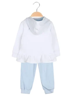 Sweet Junior Completo 3 pezzi da neonata con cappuccio e zip - bianco