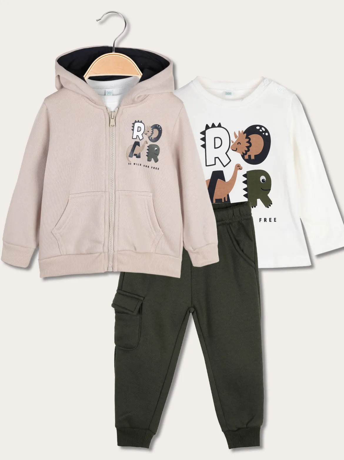 Sweet Junior Completo 3 pezzi da neonato con cappuccio e zip